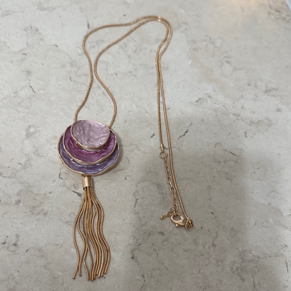 Elegant Purple and Gold enameled Layered Necklace